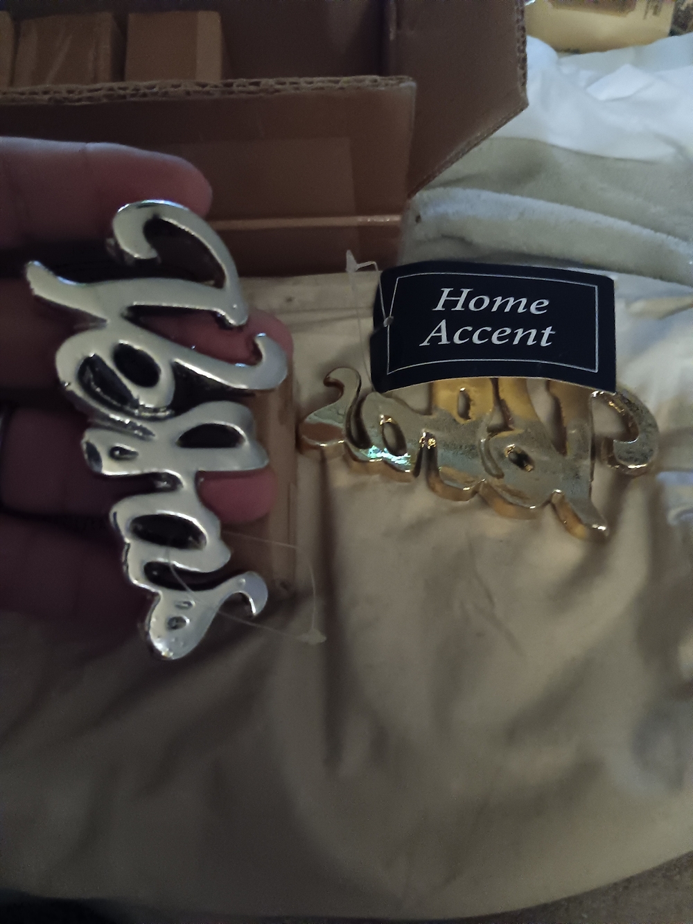 Decorative 'Vibes' Home Accent Set – Gold and Silver Script Accents